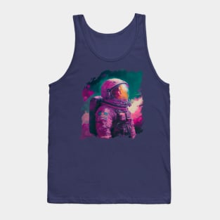 Cosmic Cool: Impressionist Magenta Astronaut Tank Top